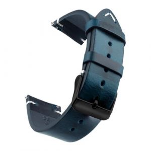 Bracelet de montre en cuir v&eacute;ritable cir&eacute; &agrave; l'huile, 18-24 mm, &agrave; d&eacute;gagement rapide, compatible avec Samsung/Seiko/Oris/Citizen(Blue Black,21mm) (DIEGEROUJIAMO-EU, neuf)