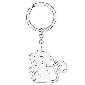 RAIDIN Porte-clés en acier inoxydable orang-outan singe animal mignon vie sauvage Bijoux Cadeaux pour femmes Filles Porte-monnaie pour clés de voiture (Argent-201) (RAIDIN, neuf)
