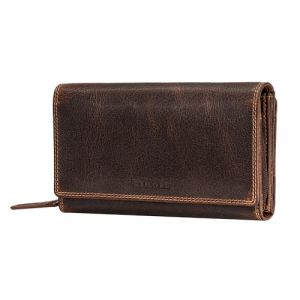STILORD 'Alissa' Porte-Monnaie Femme Cuir Grand Format avec Porte-Carte Fermeture Éclair et Bouton Pression Idéal comme Pochette Porte-Feuille RFID ou Porte Chequier Long, Couleur:luino - Marron (STILORD Cuir, neuf)
