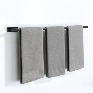 Mooche Porte Serviette Mural, Longueur 70 CM, Barres Porte-Serviettes Support Mural, en Acier Inoxydable, Porte Serviette de Bain Antirouille et Durable, Noir (mooche-EU, neuf)