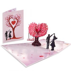 Carte de Saint Valentin, Carte Anniversaire Marriage, Pop Up Carte 3D Arbre D'amour Sakura Carte, Carte Mariage avec Enveloppe Couple Romantique pour Saint-Valentin Anniversaire No&euml;l Mariage Nouvel An (HsentimenH, neuf)