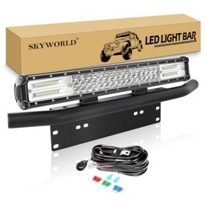 SKYWORLD 20 pouce 50 cm 288W Barre Led + 58 cm support plaque immatriculation, Rampe led bar 4x4 Longue Port&eacute;e Barre Lumineuse avec faisceau de c&acirc;blage pour Voiture Camion Hors Route (SKYWORLD-EU, neuf)