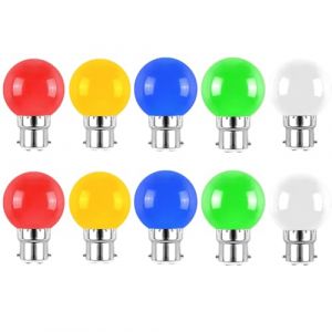 WULUN B22 G45 2W Ampoule LED couleur, ensemble de couleurs mélangées, décoration de fête et de fête, AC/DC 220-240V, couleur rouge jaune bleu vert blanc chaud (wulun, neuf)