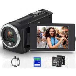 Delmodes Caméscope Caméra vidéo 2.7K 56MP avec éclairage de Remplissage à LED, Camescope Zoom numérique 16X Écran LCD de 2,8" Caméra de vlogging pour Youtube avec Carte SD 32 Go, 2 Piles (Trusher Trade EU, neuf)