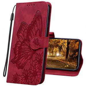 MRSTER Coque pour Samsung Galaxy S8 Rabat Étui, Samsung S8 Protection Housse en Cuir PU, Coques Portefeuille pour Samsung Galaxy S8. CY2 Butterfly Red (MRSTER, neuf)