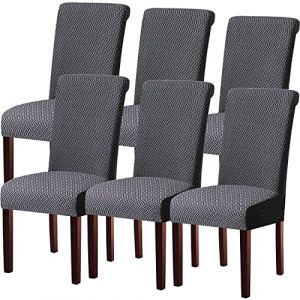 KELUINA Housses de Chaise Modernes Ensemble de 1/2/4/6, Housses de Chaise Extensibles Chaise à Bascule Élastique Amovible Lavable Housse de Chaise Universelle (Gris foncé,6 Pièces) (KELUINA, neuf)