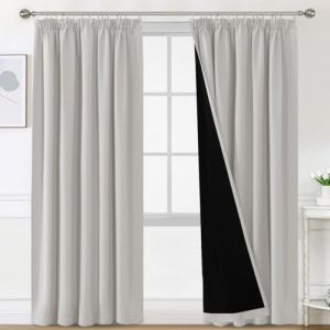 BellaHills 100% Rideau Occultant, Rideaux Occultant Thermique Isolant pour Chambre/Cuisine, Blanc Grisé,2 Panneaux,132x240 cm,Nature Écru (BellaHills, neuf)