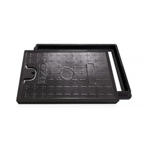 NATOTELA Couvercle de regard en fibre de verre et cadre A15 - 670 x 470 mm - Noir - Avec poignée - Pour zone piétonne, parc, sentier à vélo, cour, jardin, cour, trottoirs, puits de drainage (Natfhine FR, neuf)