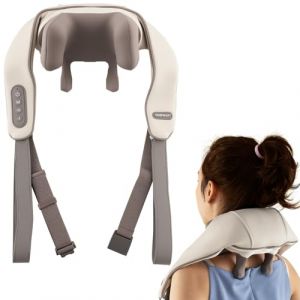 RELAX4LIFE Masseur Cervical Chauffant | Masseur Cou et Cervicales sans Fil | Sangle Double Usage | Mains Libres | Rechargeable | Appareil Massage Shiatsu 4D pour Épaule Taille | Cadeau Parents (Beige) (RELAX4LIFE, neuf)