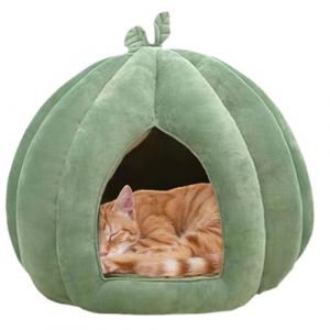 Lit pour Chat en Forme de Citrouille, Maison ferm&eacute;e pour Chat, Grotte pour Chat d'halloween, Jolie Maison pour Chat de Style Citrouille pour l'hiver, Maison, int&eacute;rieur (paodera, neuf)