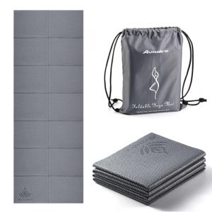 Avoalre Tapis Yoga Antidérapant et Pliable Tapis de Sport INDECHIRABLE Epais 5mm Tapis Yoga de Voyage 173x61CM pour Pilâtes, Gym, Aérobic, Stretching, Entraînement, Enfant et Femme avec Sac-Gris (LA FLEUR DE LOTUS SARL, neuf)