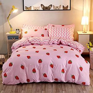 Ensemble de housse de couette fraise M literie fraise housse de couette pour enfants housse de couette thème fruits housse de couette mignon chaud doux housse de couette housse de couvre-lit respirant (Suzhou yiyanyun e-commerce Co., Ltd, neuf)