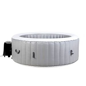 NOUVEAU BeneoSpa Spa gonflable pour l'intérieur et l'extérieur, Spa gonflable 6 personnes avec chauffage- spa à bulles rond - gris - 208 cm - 130 jets de massage - bain à remous gonflable spa portable (BeneoShop, neuf)