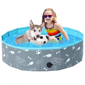 Demigreat Piscine pour chiens de grande taille - 80/120/160 cm - Pliable - Portable et écologique - PVC - Os (Demigreat-DE, neuf)