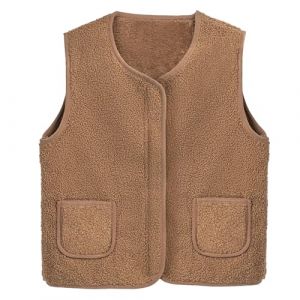Youkly Veste en Teddy Fleece pour Enfants, Veste en Fleece sans Manches pour Gar&ccedil;ons et Filles, Veste en Teddy Fleece &agrave; Col V, Veste en Pluchette Chaude pour l'Hiver, Veste en Fleece pour Enfants (juechamaoyi, neuf)