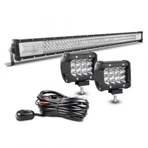 AUXTINGS 106cm 540W 3 rangées Barre Rampe LED,2X 10cm Phare de Travail LED 12V Projecteur LED Etanche Feux Antibrouillard LED Feux de Travail avec câblage pour Voiture Camion Tracteur SUV Bateau,IP67 (AUXTINGS-EU, neuf)