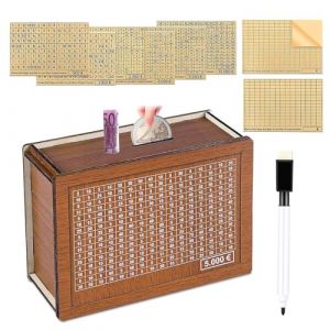 Tirelire en Bois,Numérique Tirelire Réutilisable avec Stylo Effaçable, avec Objectif D'épargne et Chiffres à Cocher Tirelire avec Compteur pour Aider Les Enfants à Commencer à Economiser (lfsd, neuf)