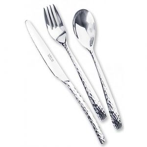 Lebrun Couverts - Ménagère et Service 24 Pièces FACETTE- Acer Inox -Coffret Table 6 Personnes -Set de 24 Couverts Art de la table -6 Fourchettes, 6 Couteaux, 6 Cuillères à soupe et 6 Petites Cuillères (Lebrun, neuf)