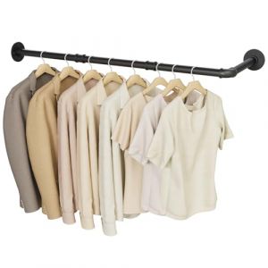 YheenLf Porte Manteau Mural Tringle Type-L, Penderie Murale 90cm, Barre Dressing Industriel, Portant pour Salon, Chambre, Gain de Place, Montage Facile, Robuste et Durable, Noir (YheenLf, neuf)