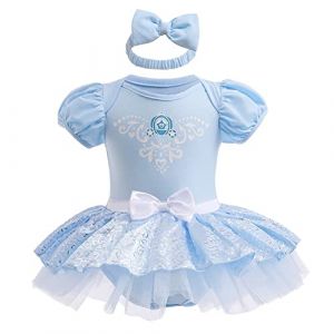 MYRISAM Costume de Carnaval pour Filles de B&eacute;b&eacute; Cendrillon Anniversaire de Princesse Tutu Robe Romper Bodysuit w/Bandeau Tenue de No&euml;l Halloween 3-6 mois (MYRISAM store, neuf)