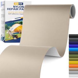 Sgooyir Imperméable Nylon Patch de Réparation Beige jaune, Tissu Autocollant Reparation, Patchs de Réparation en Nylon pour Tente, Doudoune, Sac de Couchagev 15x160cm (Sgooyir, neuf)