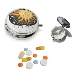 Pilulier 3 Compartiments en Acier Inoxydable, Mini Pilulier de Voyage Portable pour Sac &agrave; Main, Personalpilldispenser Organiseur pour Pilules, Vitamines, Sucre, Rond (TERRA NOVA DISTRIBUTORS, neuf)