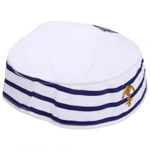 Mipcase Chapeau Capitaine Marin Garçon Fille Blanc avec Broderie Logo Accessoire Costume Fête Déguisement pour Spectacle et Cosplay (andy wang, neuf)