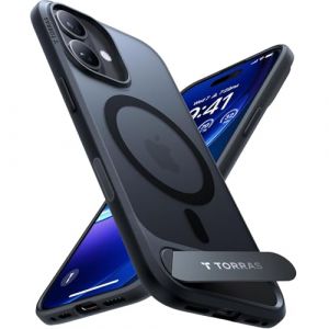 TORRAS Coque iPhone 17 avec Support &ndash; Support en Titane Durable, Compatible MagSafe, Protection cam&eacute;ra et Boutons, Protection antichute 12FT &ndash; Noir Minuit (TORRAS Direct, neuf)
