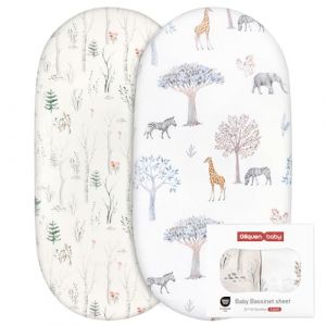 Lot de 2 draps de berceau 100% coton pour garçon et fille, s'adaptent à toutes les formes de matelas de berceau, draps de berceau pour matelas ovale, sablier et rectangulaire(Les arbres) (Gllquen baby, neuf)