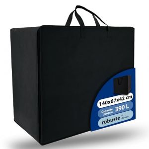 Beautissu Sac de Transport Pratique pour Matelas Pliable Modèle XXL (140x200 cm) – Protection Idéale, Transport Facile avec Fermeture Éclair – Housse Transport Matelas Pliable Robuste Noir (Brandvin, neuf)