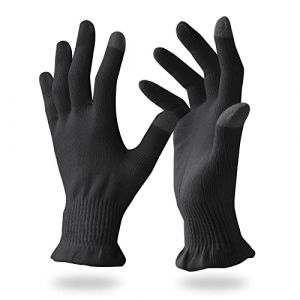 Migliore Wear Lot de 2 paires de gants en coton pour eczéma avec doigts tactiles, gants hydratants pour mains sèches, spa, soins des mains, eczéma pour adultes (noir classique, L/XL) (Migliore Wear, neuf)