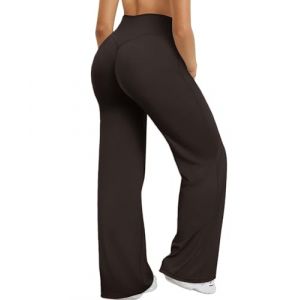 XDSP Pantalons Yoga Femme Taille Haute Pantalon Sport Stretch &Eacute;l&eacute;gant Large Pantalon D&eacute;contract&eacute;s Contr&ocirc;le Ventre Legging Droit Gym Jambe Large Pantalon Confortable de Pilates Jogging Danse Fitness (QianLinStr, neuf)