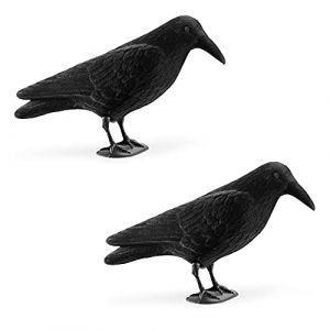 Navaris Effaroucheur à Oiseaux - 2X Épouvantail en Plastique en Forme de Corbeau Anti rongeurs et nuisibles - Figurine Corbeau pour Jardin pelouse (SX-Commerce, neuf)