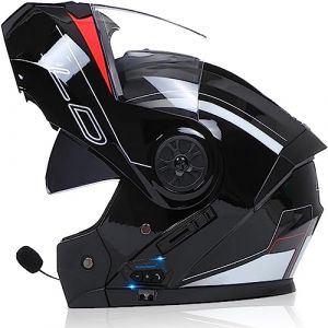Adulte Bluetooth Modulable Casque Moto Homme Et Femme ECE Homologué Flip Up Casque Moto avec Double Visière pour Anti-Collision Casque Scooter Integral Modulable Locomotive Casque (GLHXD, neuf)