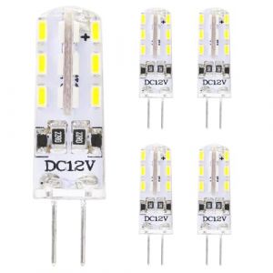 Chao Zan Ampoule LED G4 1.5W,DC 12V Ampoule &agrave; &eacute;conomie d'&eacute;nergie,360&deg; Angle de faisceau,Non-Dimmable (Blanc Froid, 5 Unit&eacute;) (JIYOUMI, neuf)