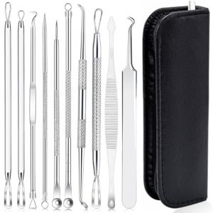 ZEPIQOR Lot de 10 outils tire-comédons pour enlever l'acné, tire comedon, les points noirs, les points blancs, les boutons, les boutons et les boutons sur la peau du nez et du visage (CHECK APIR LTD, neuf)