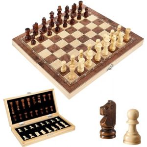 Magnetic Chess Game,Jeu Echec Magnetique,Jeux D'Echec,Echiquier Magnetique,avec 34 PièCes D'éChecs,Jeu D'éChecs en Bois 29 x 29 cm,Jeu De Voyage,Jeu D Echec en Bois,pour Enfants Adultes FêTe (Jkzhangws, neuf)