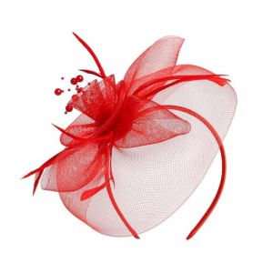 Bibi r&eacute;tro en tulle pour douche nuptiale - Pince &agrave; cheveux artisanale - Bandeau &agrave; plumes pour f&ecirc;te de th&eacute; - &Eacute;v&eacute;nement - Bibi pour femme (guangzhouzhifangkejiyouxiangongsi, neuf)