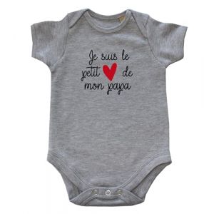 DSTNY Body b&eacute;b&eacute; Je suis le petit c&oelig;ur de mon Papa- Gris(taille 3-6mois) (DSTNY, neuf)