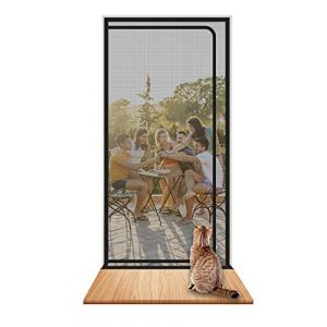 SHRRL Porte grillagée/barrière pour chat et chien, épaisse, pour porte de balcon - 110 cm x 220 cm - Pour salon, chambre, cuisine, terrasse, anti-griffures, avec fermeture éclair (qybaihuo, neuf)