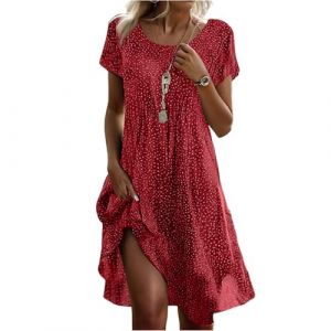 Robe Empire Ceremonie Empire Habillée Ete Vente Flash, Bapteme Chic Patineuse Fleurie Asymétrique Demoiselle Moulante Robe Fleurie Elegante Tropicale Mi Longue L (QDKBWL, neuf)