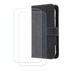 BMPNLSZ PU Cuir Etui pour Logicom Sense + [2 pièces] Verre trempé, HD Anti Rayures Film Protection écran - Fermeture Pliant Coque Cover Housse de Protection pour (6,5") - Noir-XHDFG (lmlq, neuf)