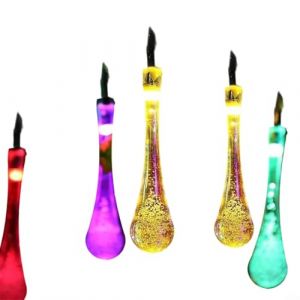 CNANRNANC Guirlande lumineuse solaire &agrave; 60 LED en forme de goutte d'eau 8 m marche/arr&ecirc;t automatique pour jardin, terrasse, ext&eacute;rieur (color&eacute;) (Elton-EU, neuf)
