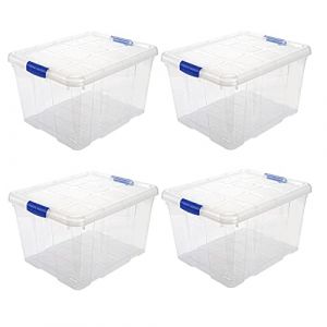 Acan Tradineur &ndash; Lot de 4 bo&icirc;tes de rangement &ndash; Fabriqu&eacute; en plastique &ndash; Conteneur de rangement pour jouets, livres, v&ecirc;tements, couvertures &ndash; N&deg; 2 &ndash; 25,5 x 41,5 x 35 cm &ndash; 25 litres (TRADINEUR, neuf)