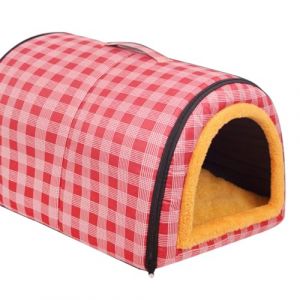 Grande niche 2 en 1 pour chien et chat - Imperm&eacute;able - Lavable - Lit apaisant anti-anxi&eacute;t&eacute; - Doux - Antid&eacute;rapant et chaud - Pour chiens et chats de taille moyenne (rose, taille S, 35 x 28 x 25 cm) (ping bu, neuf)