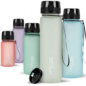 720&deg;DGREE Gourde 1l &ldquo;uberBottle&ldquo; +Tamis &agrave; Fruit, softTouch - Sans BPA, Anti-fuite - Bouteille d'Eau, Water Bottle id&eacute;ale pour Sport, Randonn&eacute;e, Gym, Camping, Universit&eacute;, Voyage, Travail, Yoga, Enfant (Kaave, neuf)