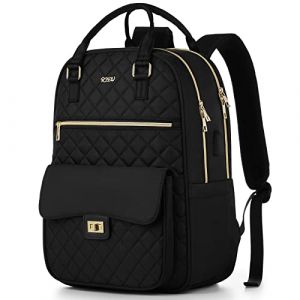 RJEU Sac a Dos Femme,Sac à Dos Ordinateur Portable 17,3 Pouces pour travail voyage Loisirs,Sacoche PC Cartable Femme Sac à Dos Scolaire pour college fille,Noire (SYGE, neuf)