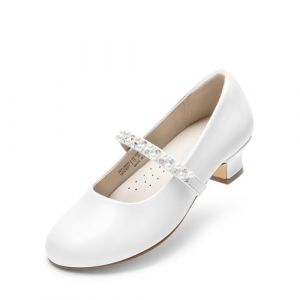 DREAM PAIRS Chaussures habillées à talons bas pour petite fille, chaussures Mary Jane avec perles et strass, escarpins pour fille, princesse, fête de mariage, blanc, 33 EU (dreampairsEU, neuf)