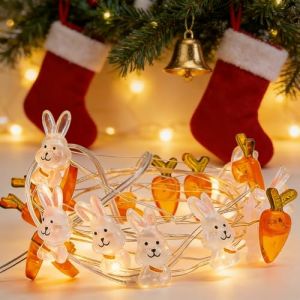 2M 20 Led Guirlande Lumineuse De Pâques Lapin Carotte Guirlande Lumineuse De Pâques Lapin Carotte Éclairage De Pâques Led Pour Éclairage De Pâques Jardin Led, Décoration De Chambre Pâques Intérieure (lezed, neuf)