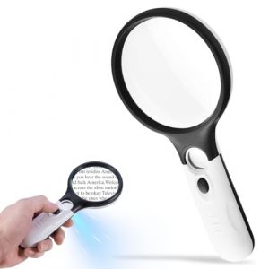 Loupe de Lecture, Loupe Grossissante à Main Loupe 10X avec 3 LED Lumière, Diamètre de La Lentille : 9 cm, Loupe de Lecture Éclairante, Adaptée Aux Personnes âgées et Aux Enfants pour Lire (DINODANUBE TRADING, neuf)
